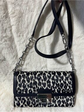 Michael Kors Black & White Leopard Print Crossbody